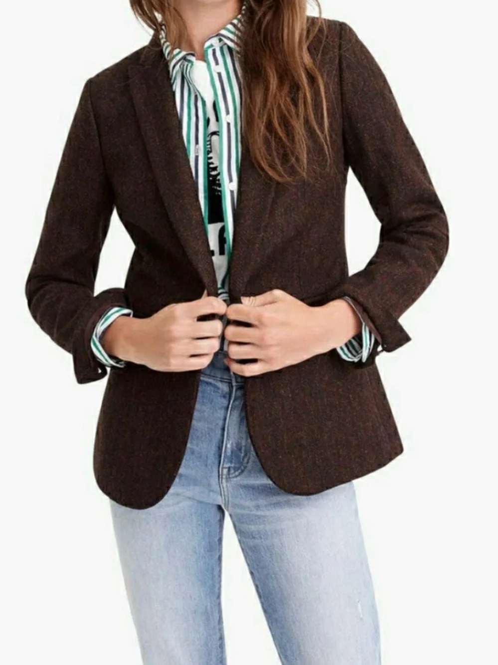 J. Crew Willa Herringbone Wool Blend Blazer